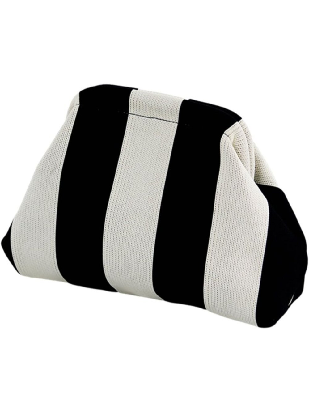 Women's White Black Clutch Purses Dumpling Striped Summer Beach Evening Handbag